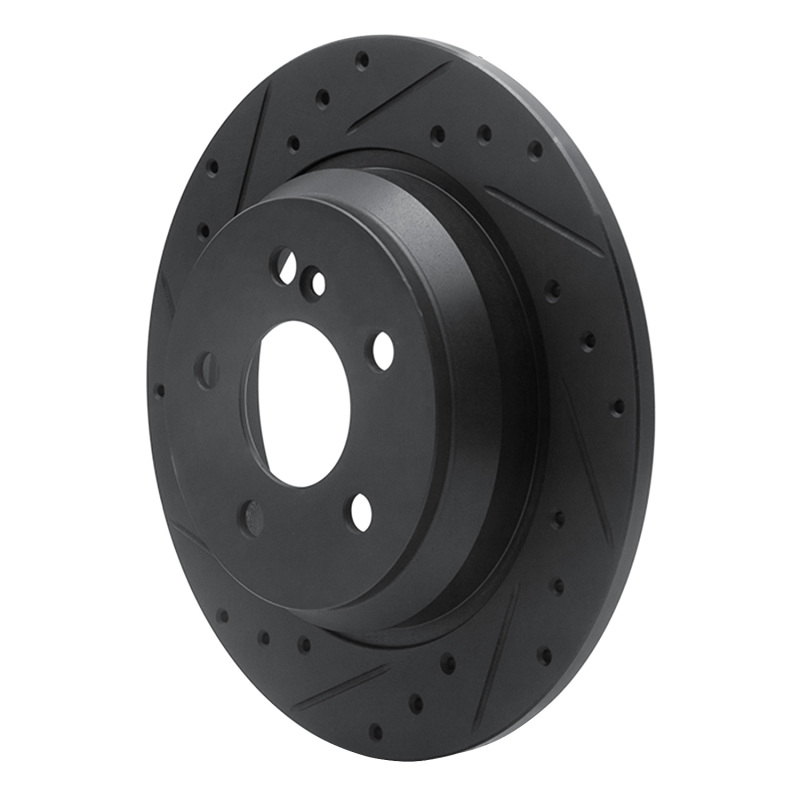 Mercedes-Benz CL500 Brake Rotor (1) - Rear Left - R1 Concepts - Drilled & Slotted - Black - `03-`06
